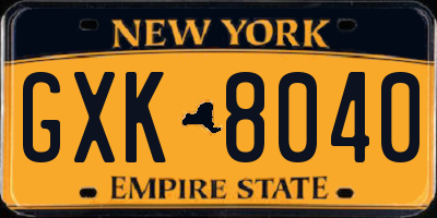 NY license plate GXK8040