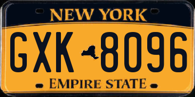 NY license plate GXK8096