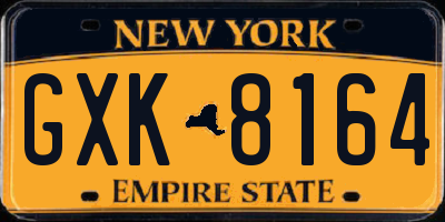 NY license plate GXK8164