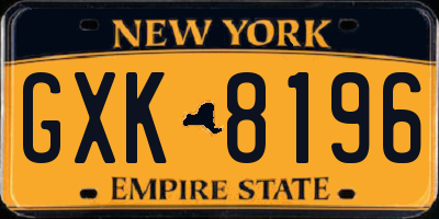 NY license plate GXK8196