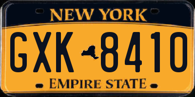 NY license plate GXK8410