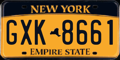 NY license plate GXK8661