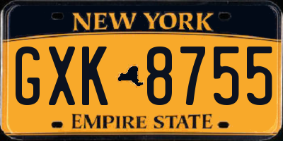 NY license plate GXK8755
