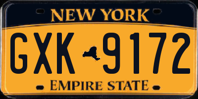 NY license plate GXK9172