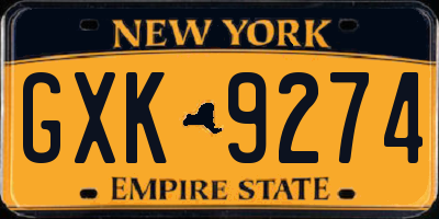NY license plate GXK9274