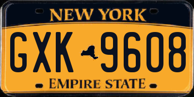 NY license plate GXK9608
