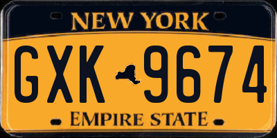 NY license plate GXK9674