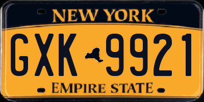 NY license plate GXK9921