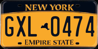 NY license plate GXL0474