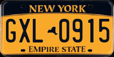NY license plate GXL0915