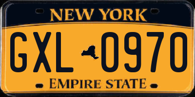 NY license plate GXL0970