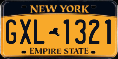 NY license plate GXL1321