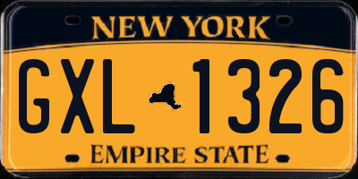 NY license plate GXL1326