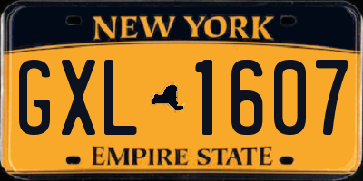 NY license plate GXL1607