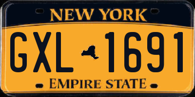 NY license plate GXL1691
