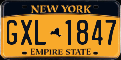 NY license plate GXL1847