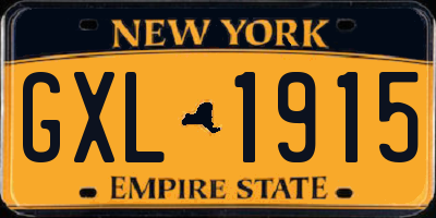 NY license plate GXL1915