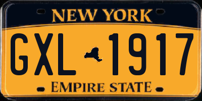 NY license plate GXL1917