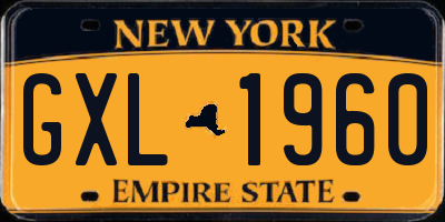 NY license plate GXL1960
