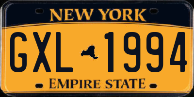 NY license plate GXL1994