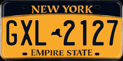 NY license plate GXL2127