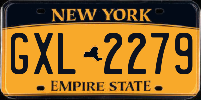 NY license plate GXL2279