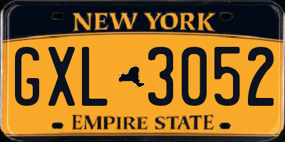 NY license plate GXL3052
