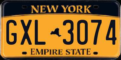 NY license plate GXL3074
