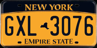 NY license plate GXL3076
