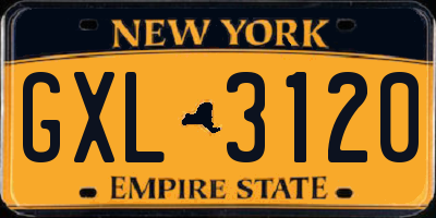 NY license plate GXL3120