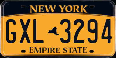 NY license plate GXL3294