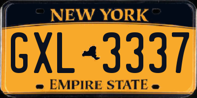 NY license plate GXL3337