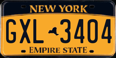 NY license plate GXL3404