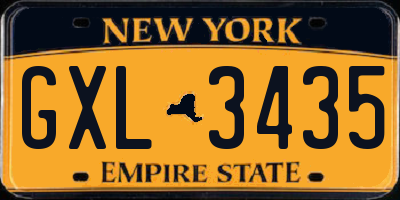 NY license plate GXL3435