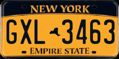 NY license plate GXL3463