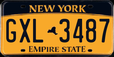 NY license plate GXL3487