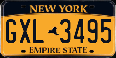 NY license plate GXL3495