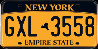 NY license plate GXL3558