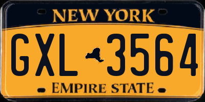NY license plate GXL3564