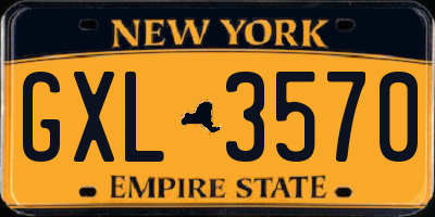 NY license plate GXL3570