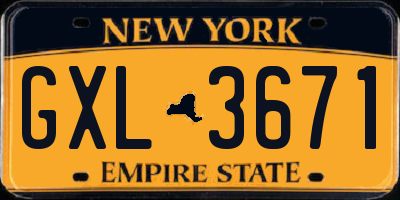 NY license plate GXL3671