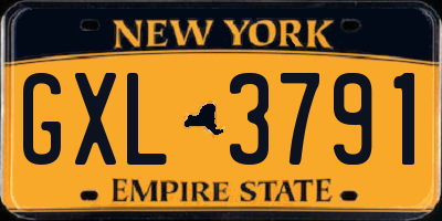 NY license plate GXL3791