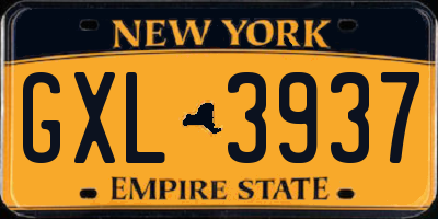 NY license plate GXL3937