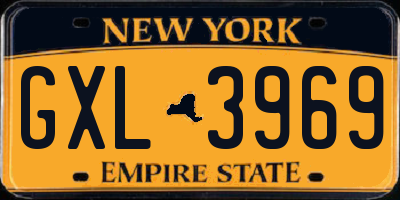 NY license plate GXL3969