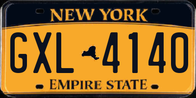 NY license plate GXL4140