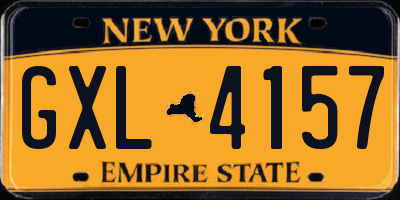 NY license plate GXL4157