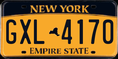 NY license plate GXL4170