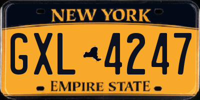 NY license plate GXL4247