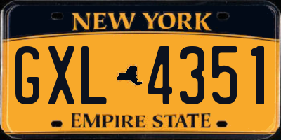 NY license plate GXL4351