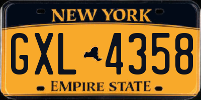 NY license plate GXL4358